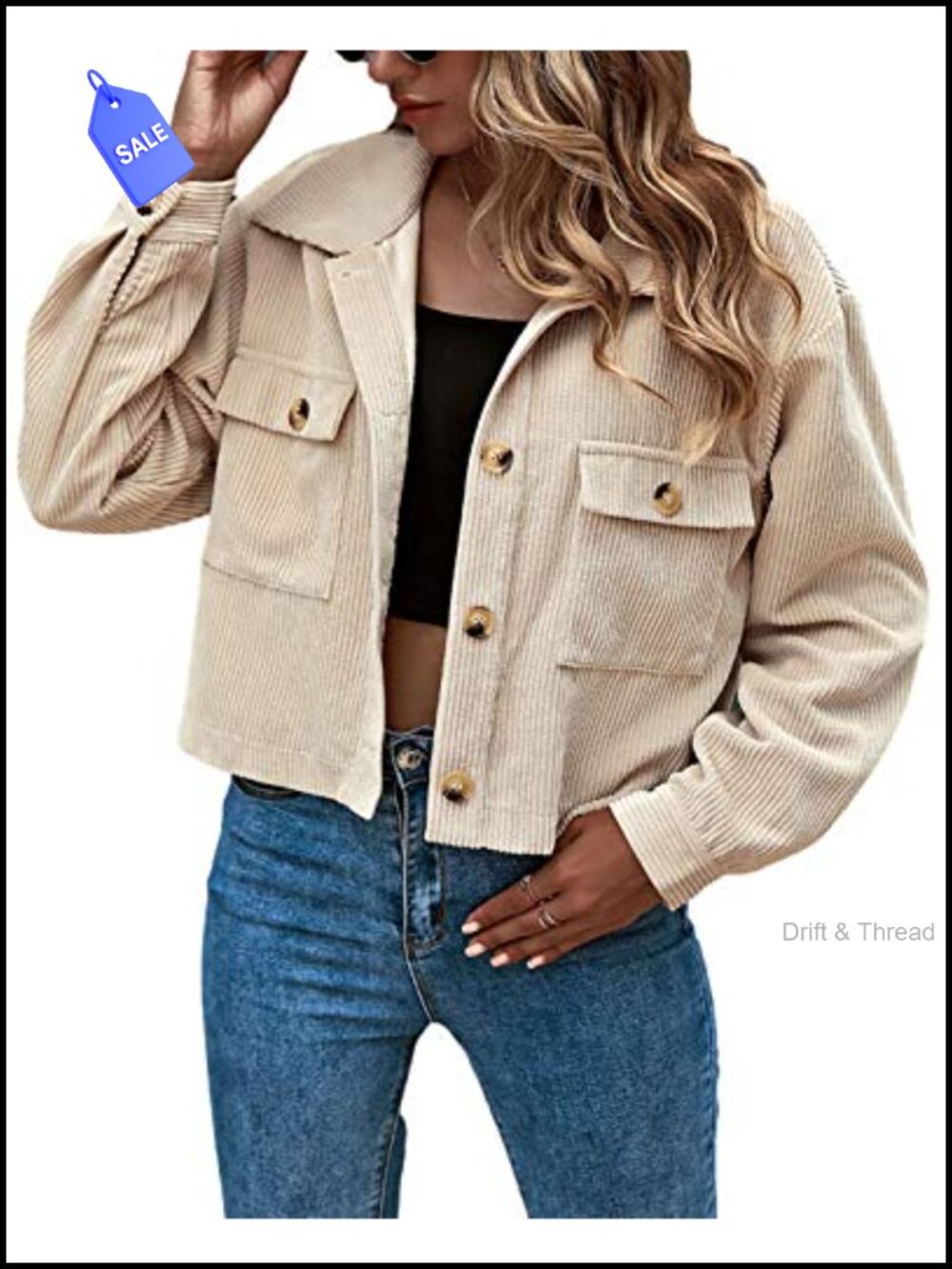 Cropped Corduroy Shacket Button Down Crop Jacket Cotton Polyester